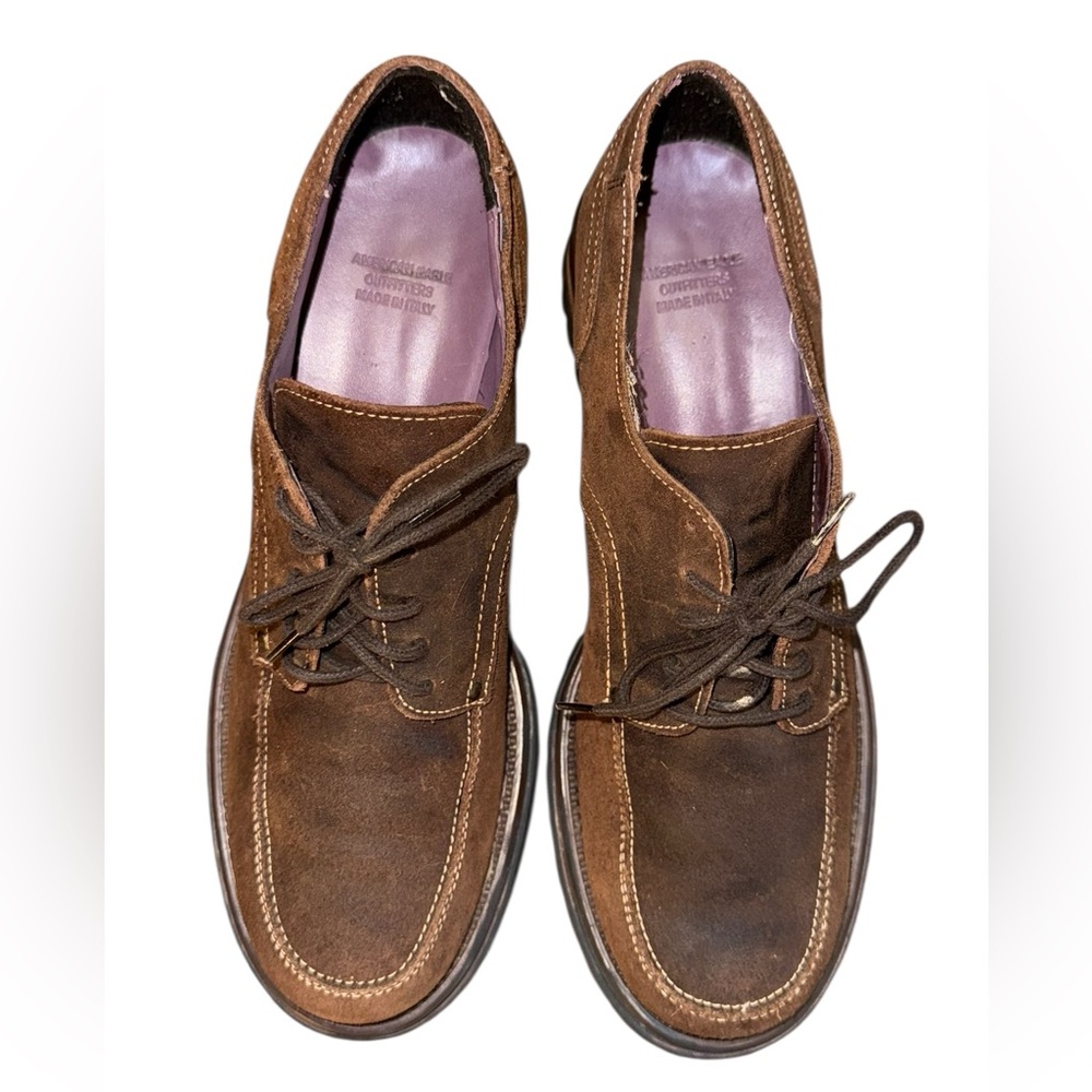 American Eagle Outfitters Brown Suede Platform Derby Shoes - Picture 6 of 9